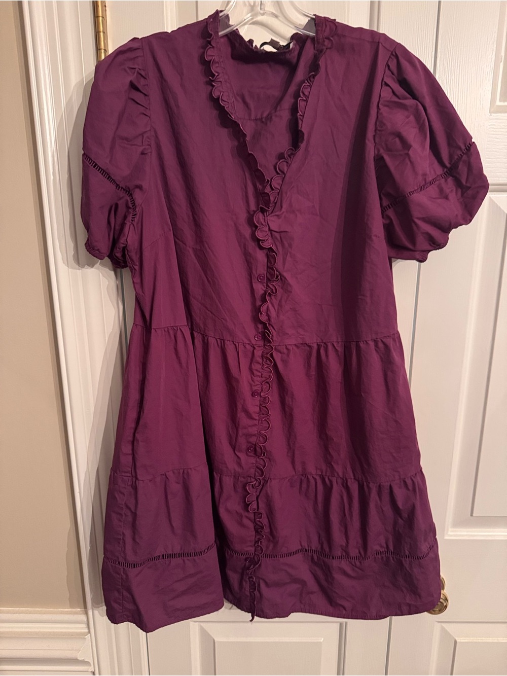 Avara Purple Plum Ruffle Tiered Mini Dress Size XL